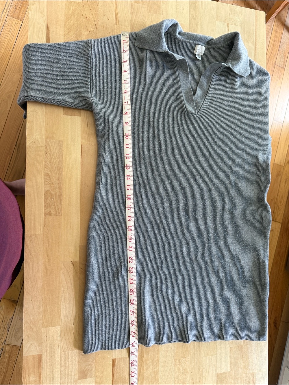 a new day Polo Collared Long Sleeved Gray Sweater Mini Dress- L - Picture 8 of 8